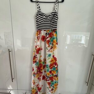 Bebe Black and White Striped Dress